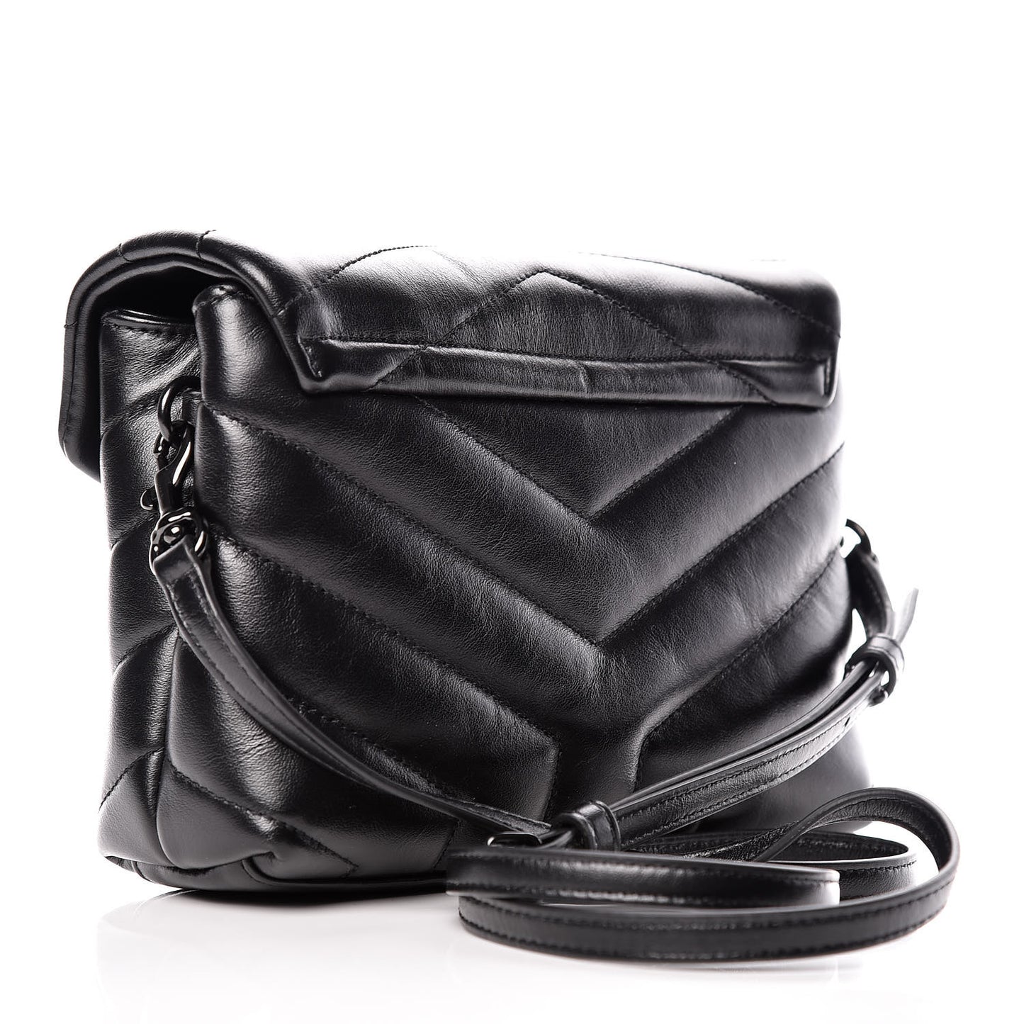 Calfskin Y Quilted Monogram Toy Loulou Crossbody Bag Black