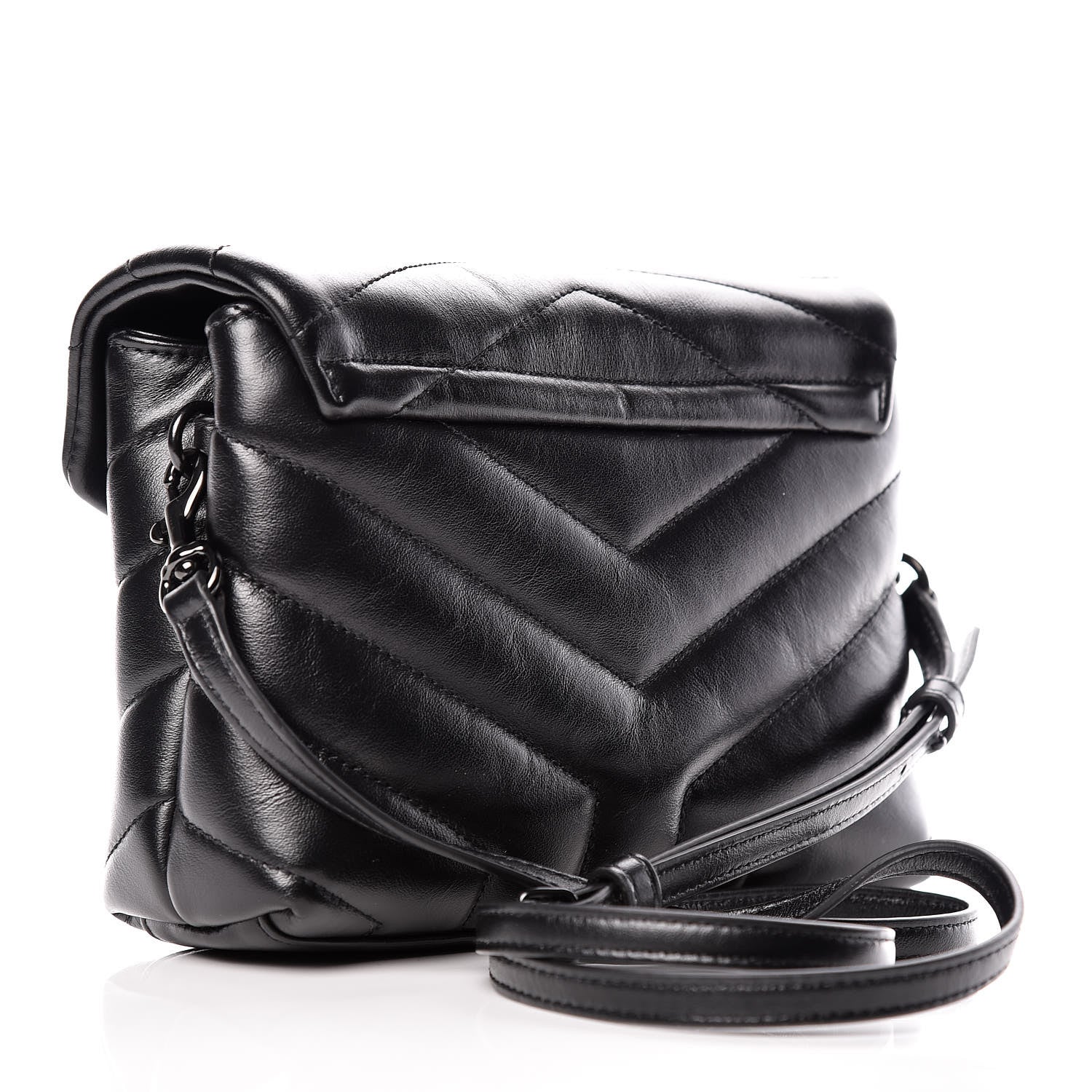 Saint Laurent Calfskin Y Quilted Monogram Toy Loulou Crossbody Bag Black 3 of 10