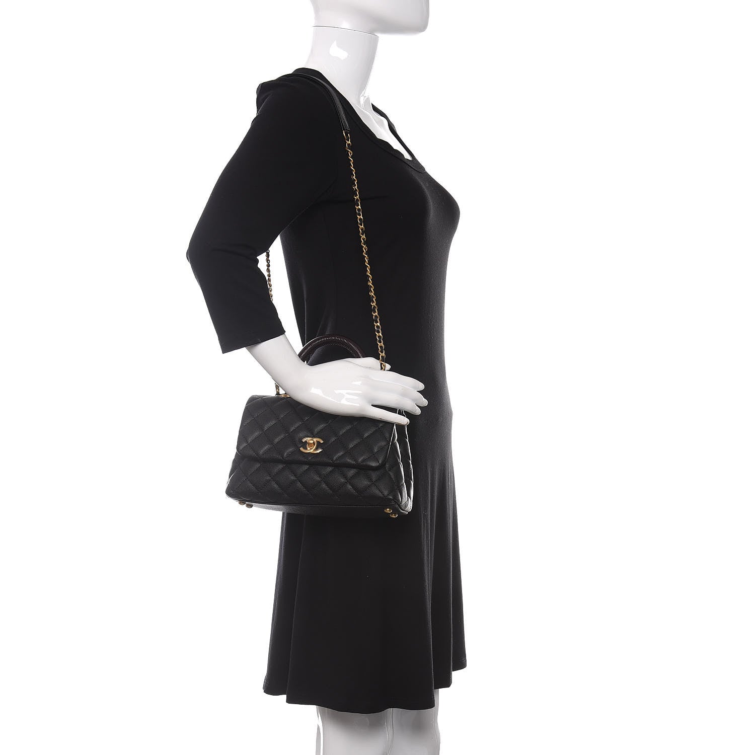 Chanel Caviar Lizard Embossed Quilted Mini Coco Handle Flap Black 2 of 11
