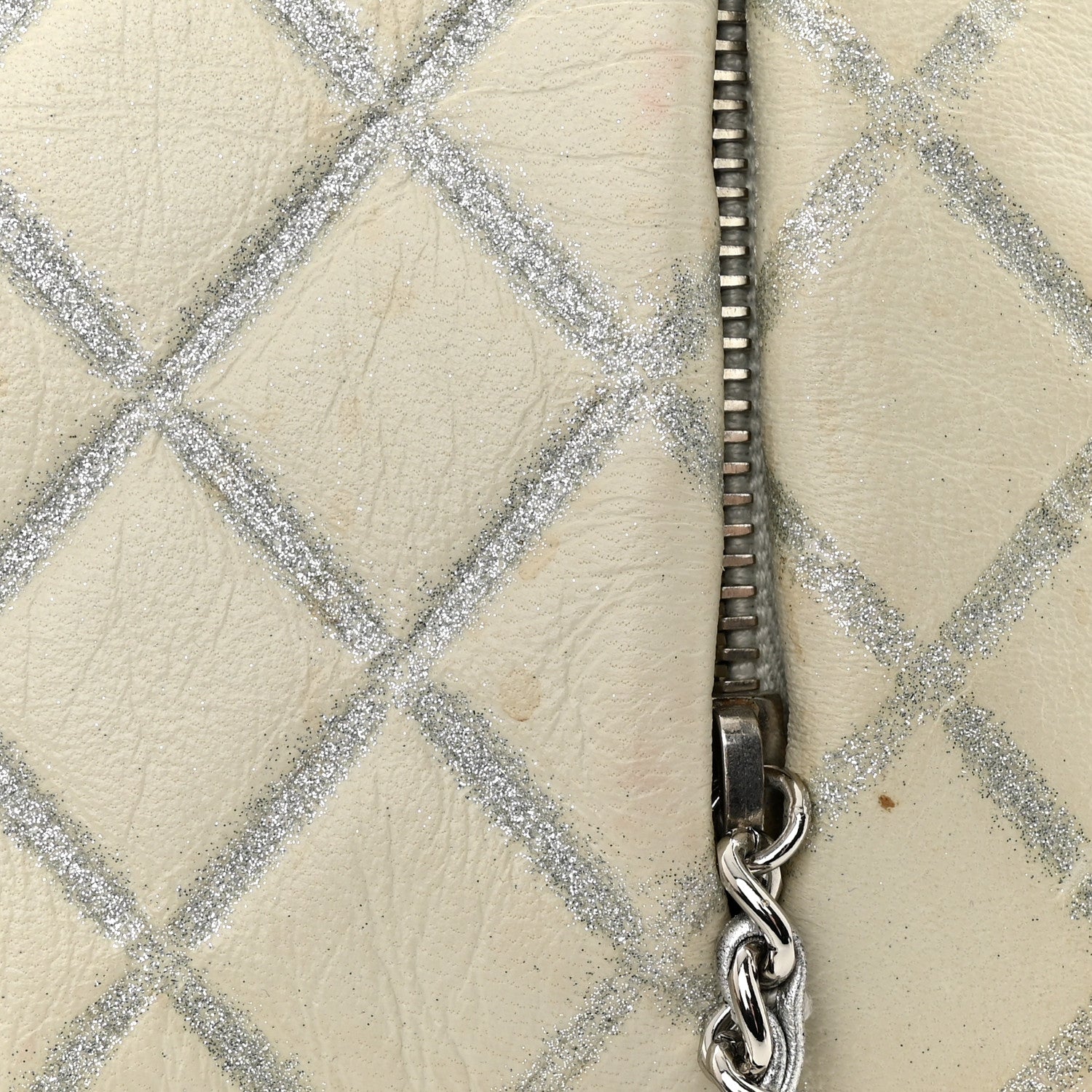 Chanel Metallic Distressed Lambskin Quilted CC Flap Ivory 12 of 16