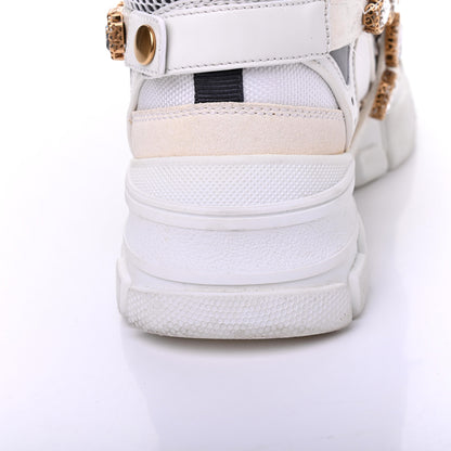 Gucci X SEGA Mesh Calfskin Suede Removable Crystals Womens Flashtrek Sneakers 38.5 Great White 17 of 23