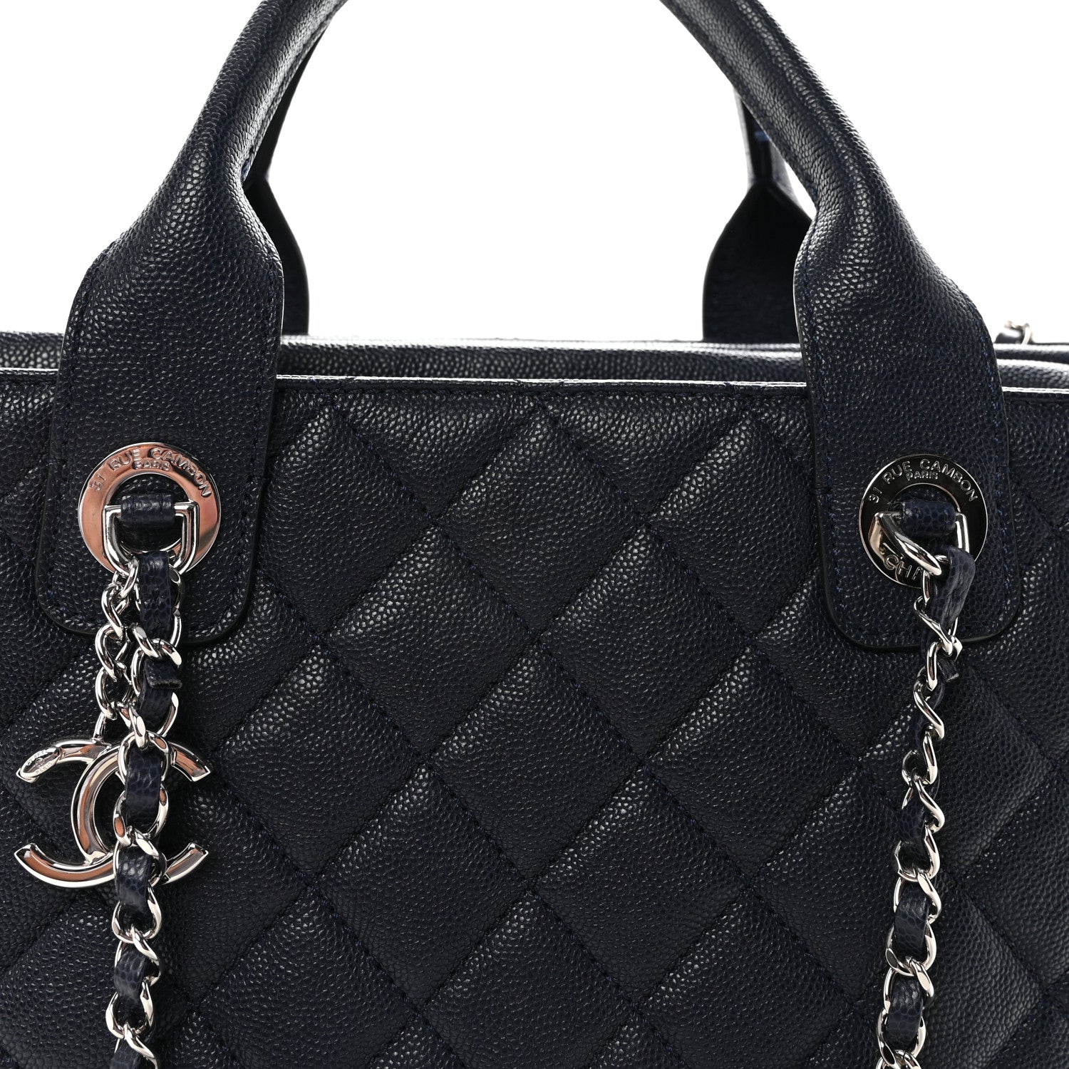 Chanel Caviar Quilted Large Urban Companion Top Handle Shopping Tote Navy 8 of 10
