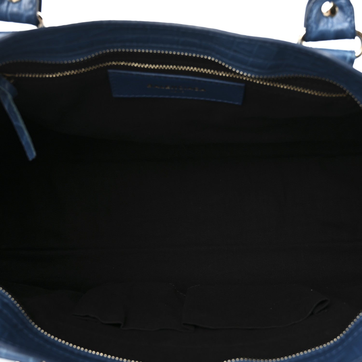 Balenciaga Calfskin Crocodile Embossed Classic Gold Hardware City Bleu Marine 5 of 10