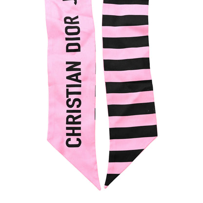 Christian Dior Silk Striped Mitzah Scarf Pink Black 2 of 4