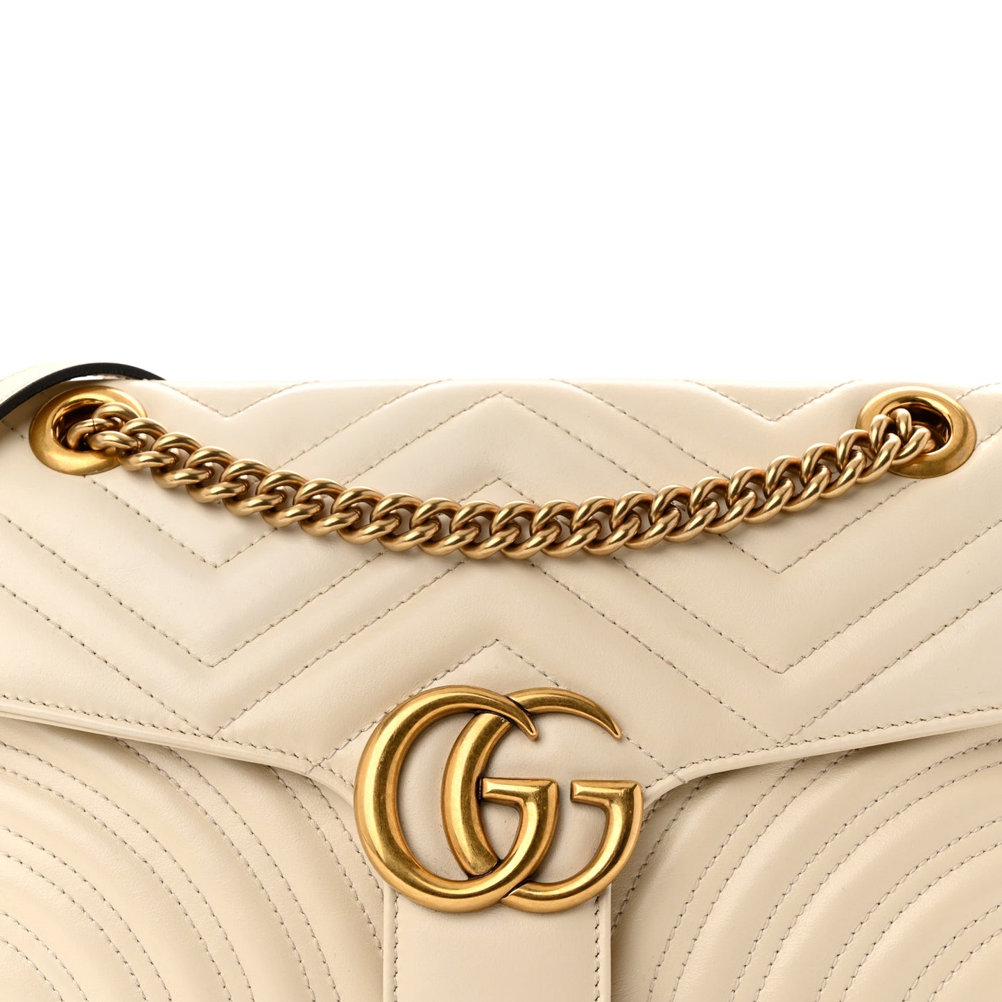 Calfskin Matelasse Small GG Marmont Shoulder Bag White