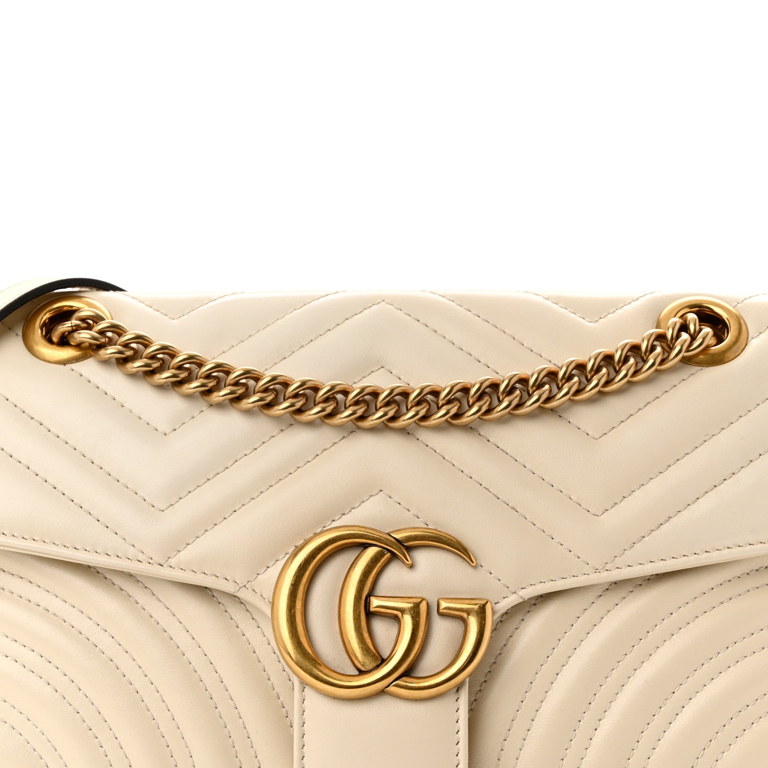 Gucci Calfskin Matelasse Small GG Marmont Shoulder Bag White 8 of 10
