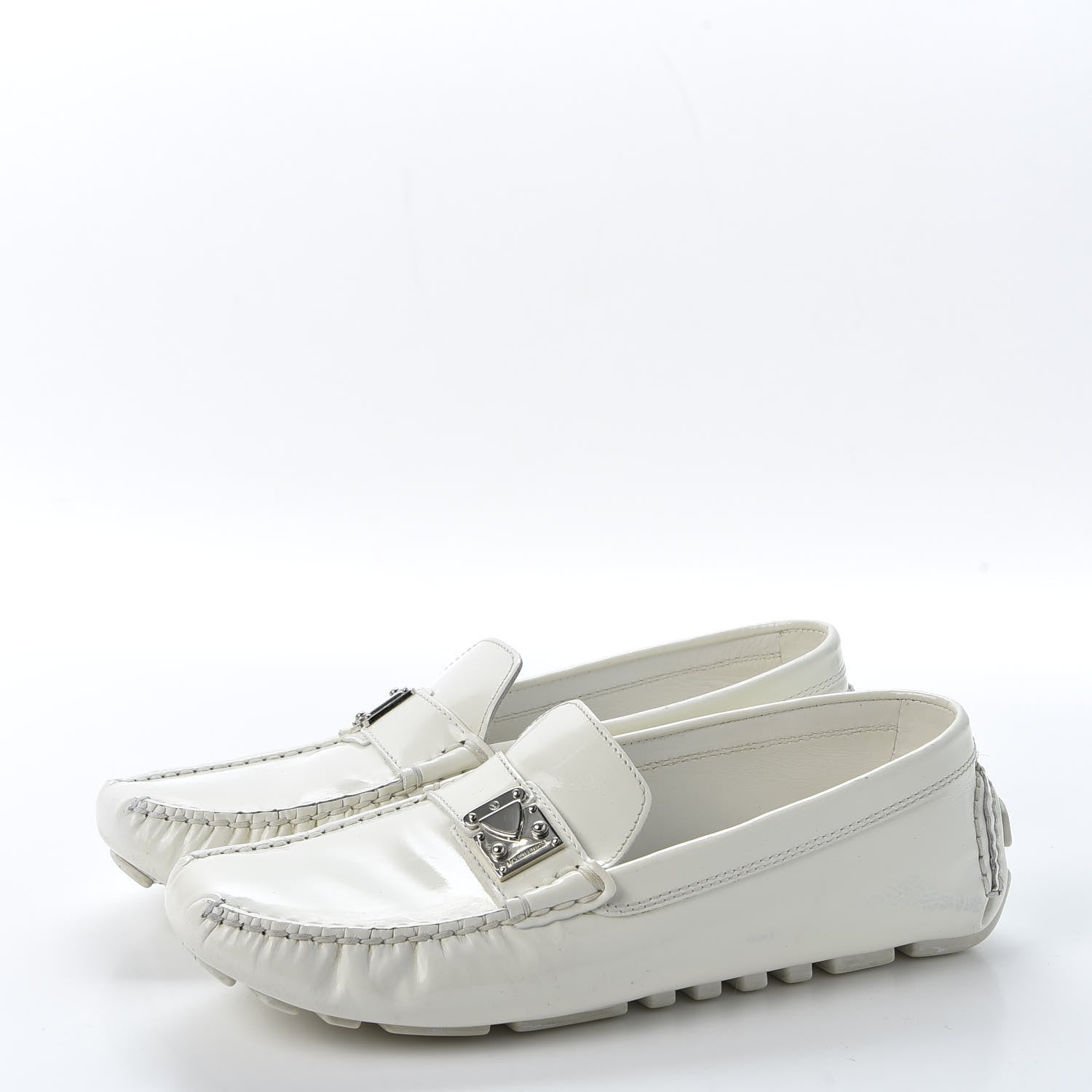 Louis Vuitton Patent Calfskin Oxford Loafers 37.5 White 2 of 9