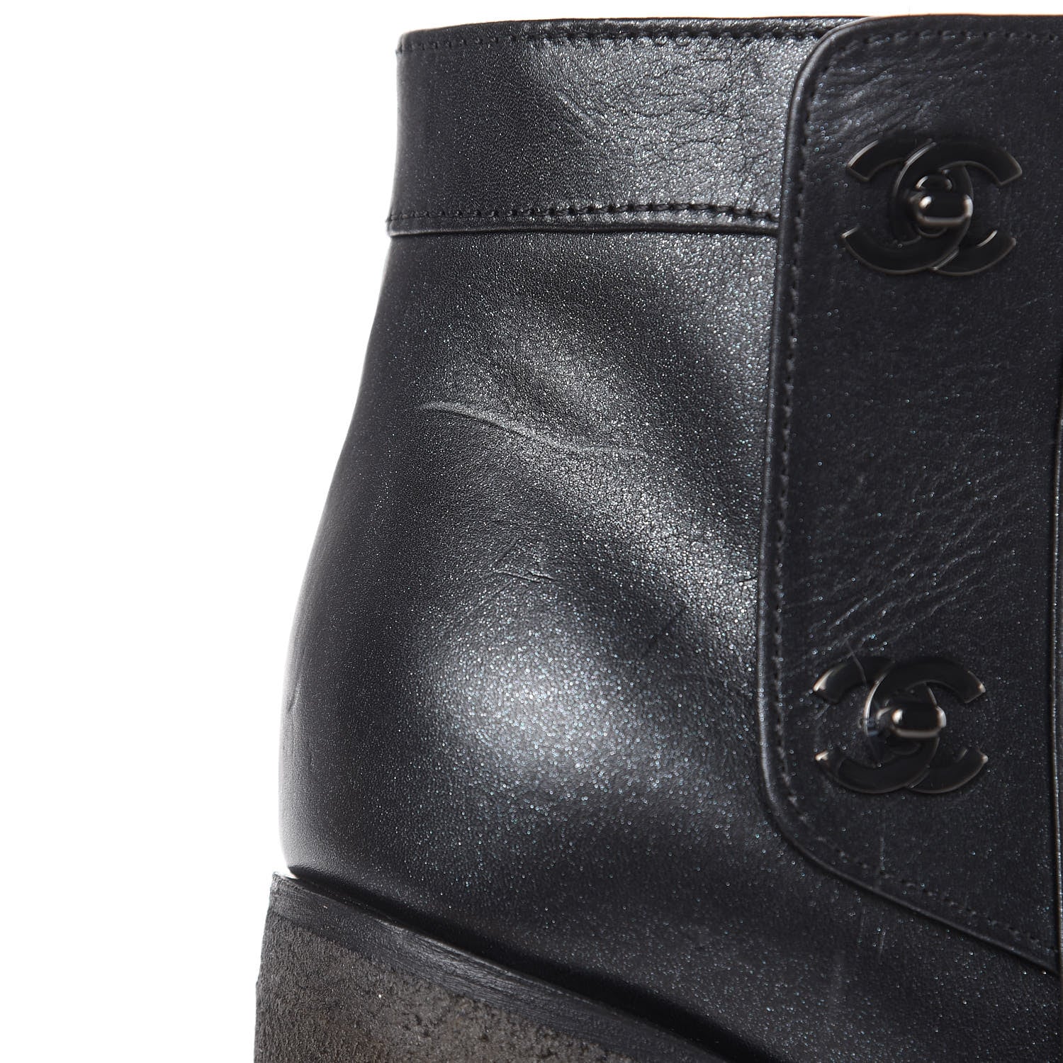 Chanel Goatskin CC Turnlock Ankle Boots 39.5 Black 9 of 13
