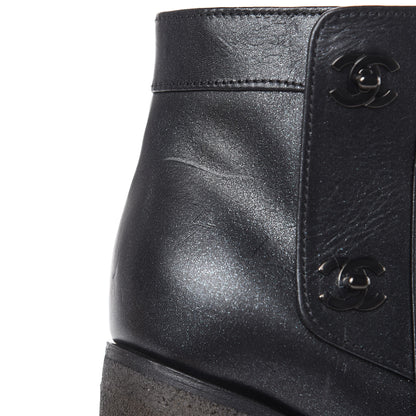 Chanel Goatskin CC Turnlock Ankle Boots 39.5 Black 9 of 13