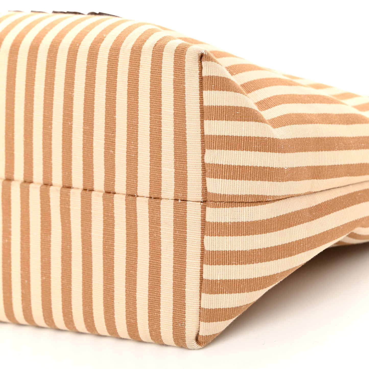 Cotton Linen Calfskin Striped Mini Spirit Cire Bag Tan Caramel