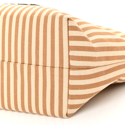 Miu Miu Cotton Linen Calfskin Striped Mini Spirit Cire Bag Tan Caramel 10 of 10