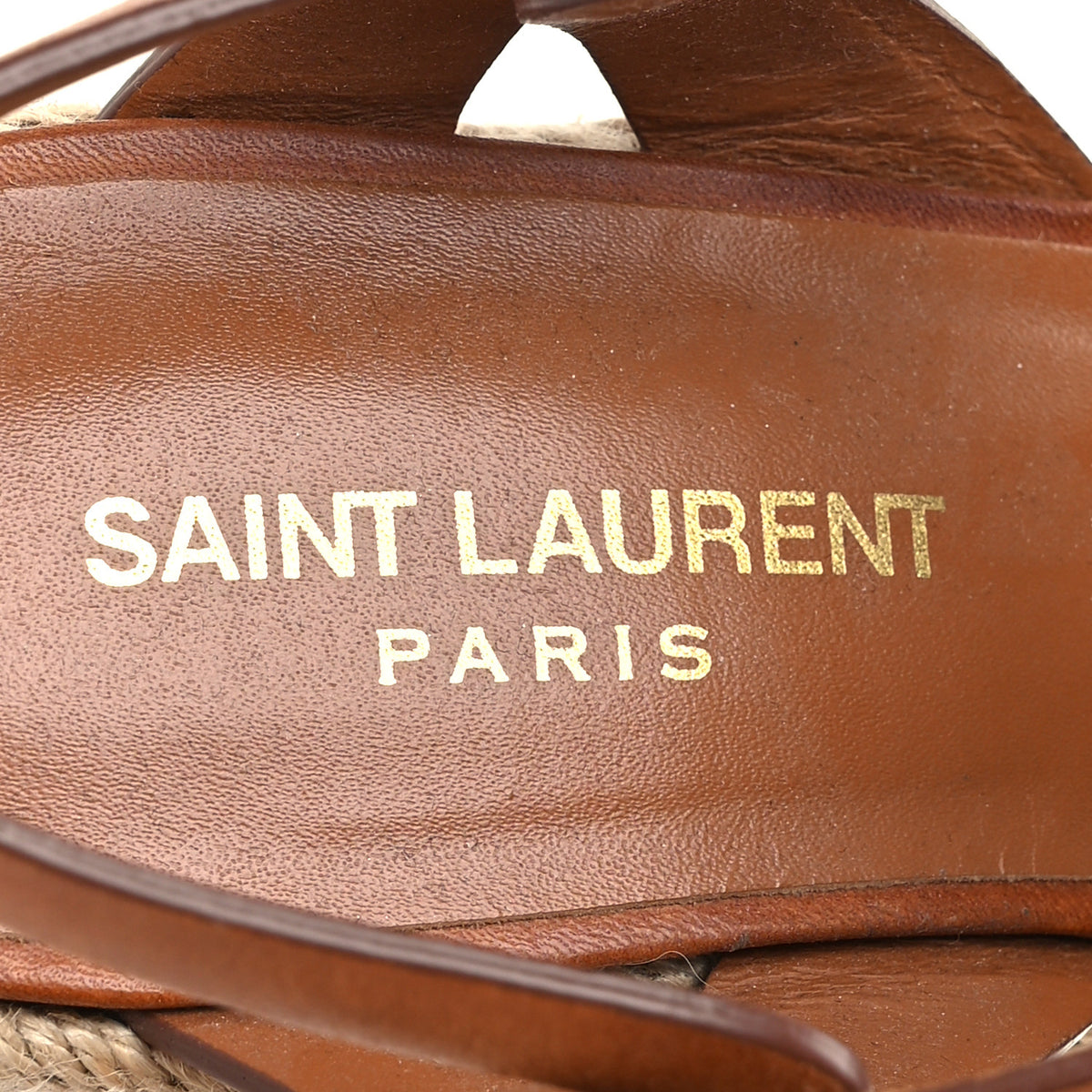 Saint Laurent Calfskin Tribute 95 Platform Espadrille Wedge Sandals 37 Brown 7 of 12
