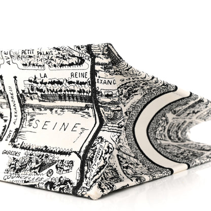 Christian Dior Canvas Embroidered Large Plan De Paris Book Tote White Black 11 of 13