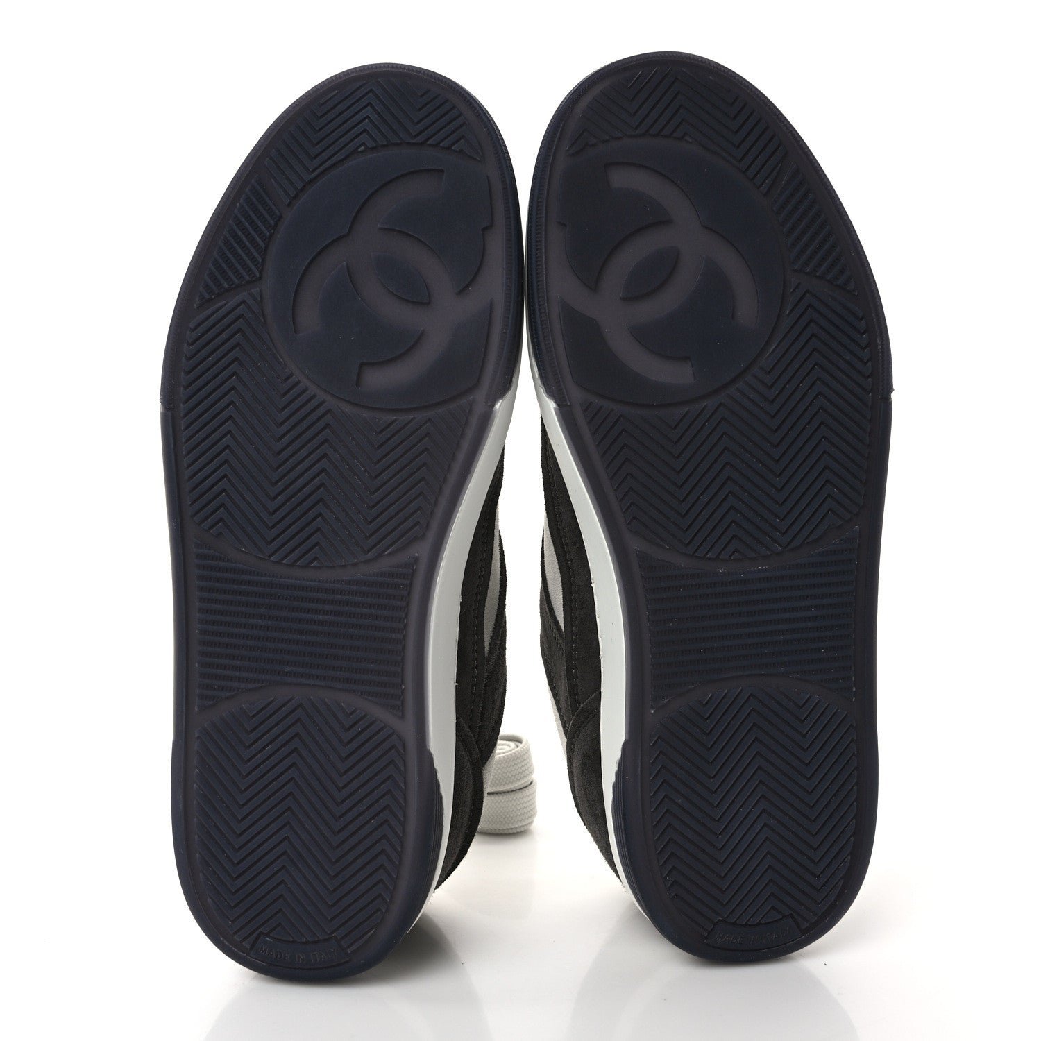 Chanel Suede Kidskin Womens CC Sneakers 36.5 Black White 5 of 9