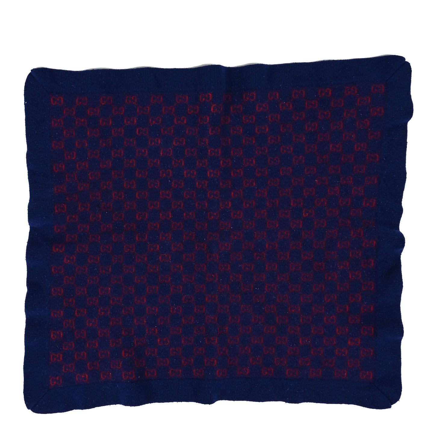 Wool GG Monogram Square Scarf Navy Red