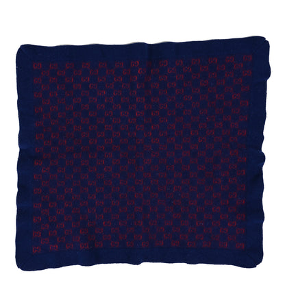 Gucci Wool GG Monogram Square Scarf Navy Red 1 of 3