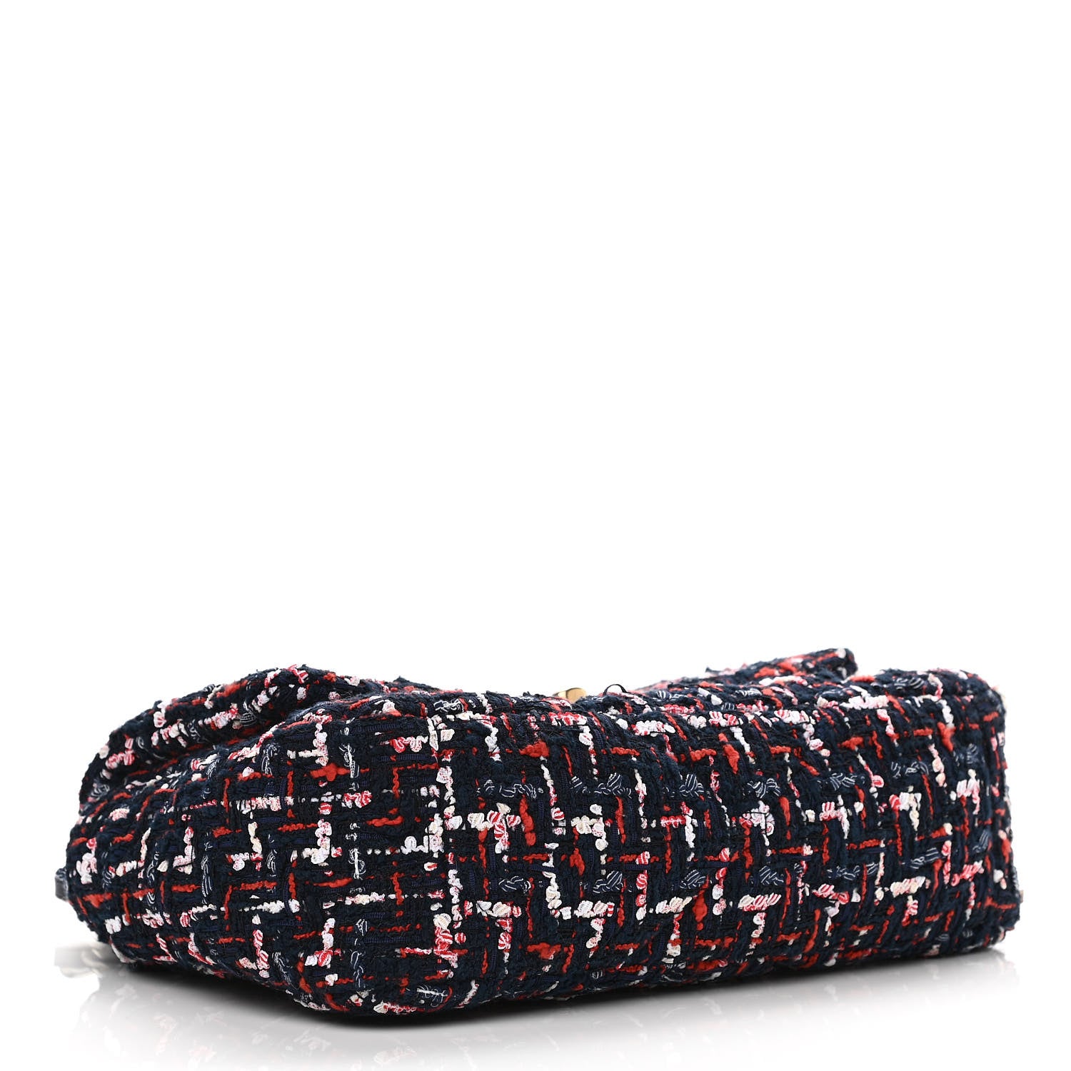 Chanel Tweed Quilted Medium Chanel 19 Flap Navy Blue White Red 4 of 11
