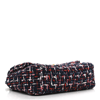 Chanel Tweed Quilted Medium Chanel 19 Flap Navy Blue White Red 4 of 11