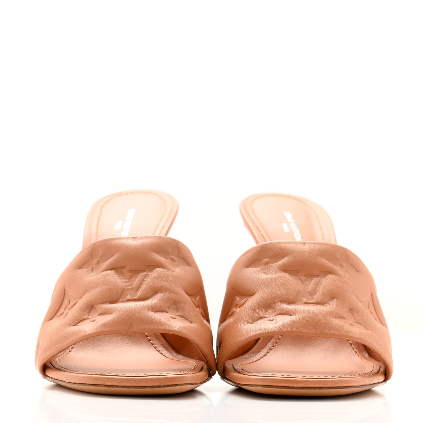 Lambskin Embossed Monogram Revival Mules 37 Peche Beige