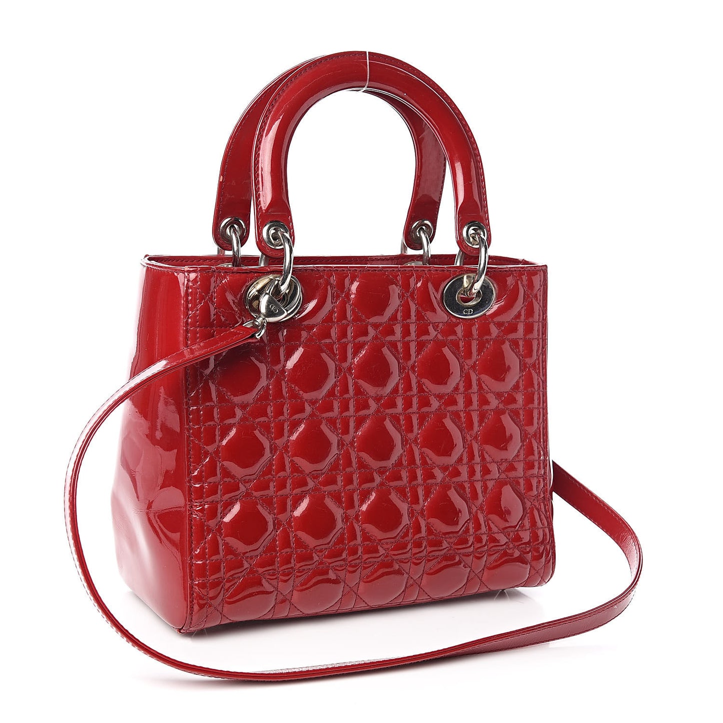 Patent Cannage Medium Lady Dior Red