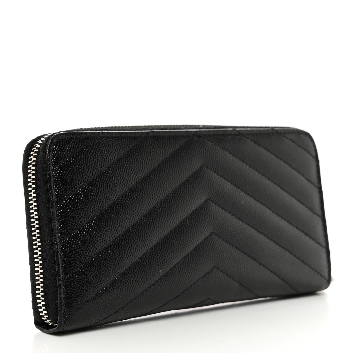 Grain De Poudre Matelasse Chevron Monogram Zip Around Wallet Black