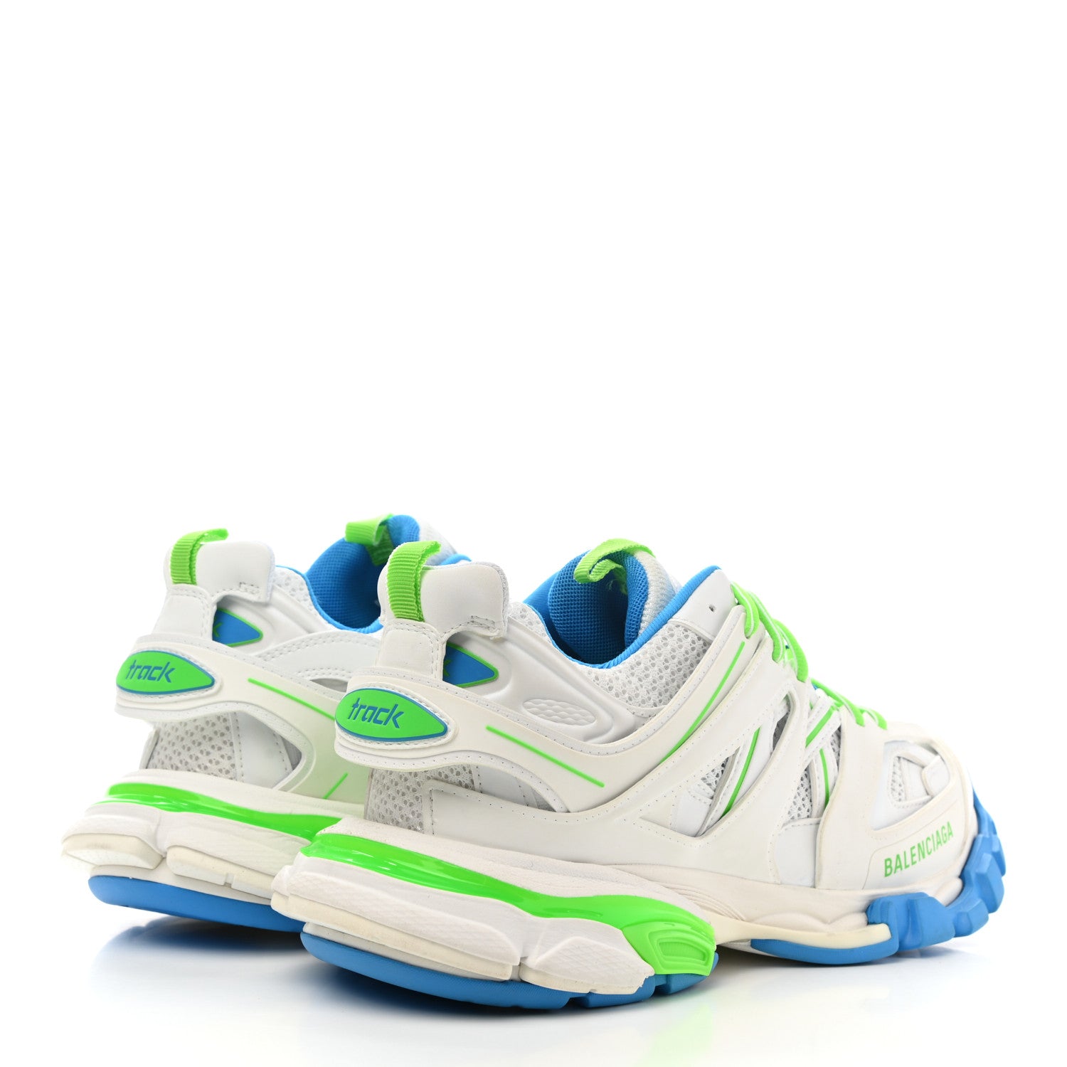Balenciaga Mesh Nylon Mens Track Sneakers 41 White Green Blue 4 of 11