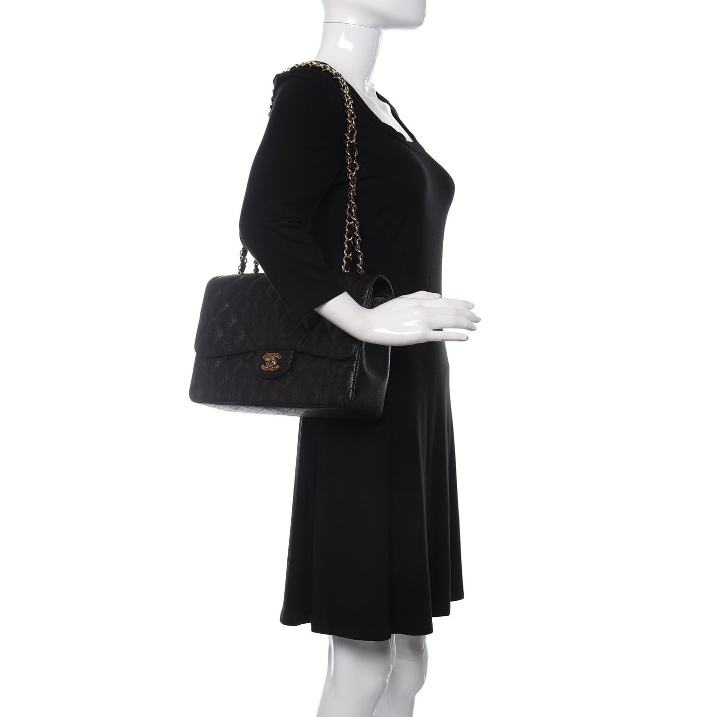 Caviar Quilted Jumbo Single Flap Black
