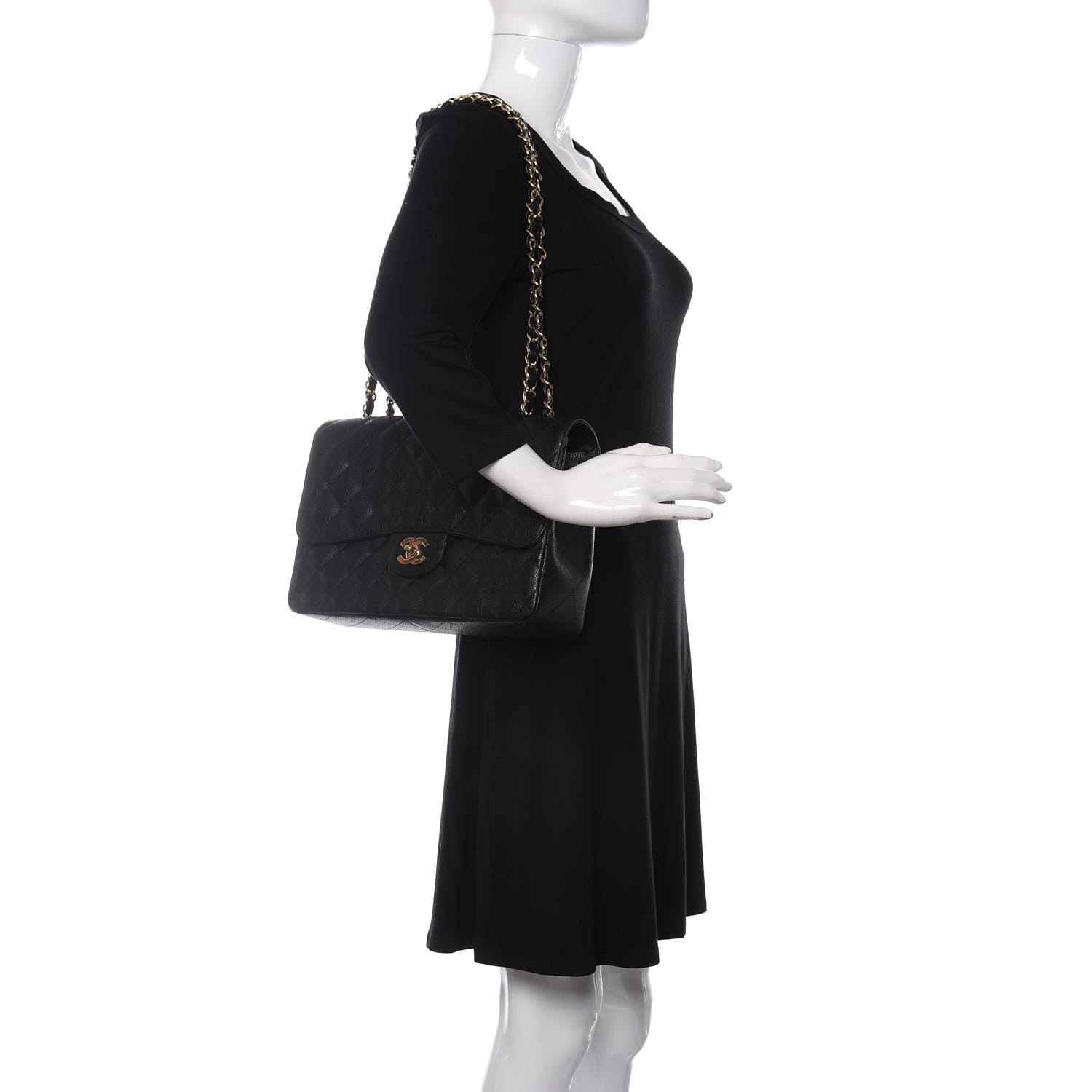 Chanel Caviar Quilted Jumbo Single Flap Black 2 of 11