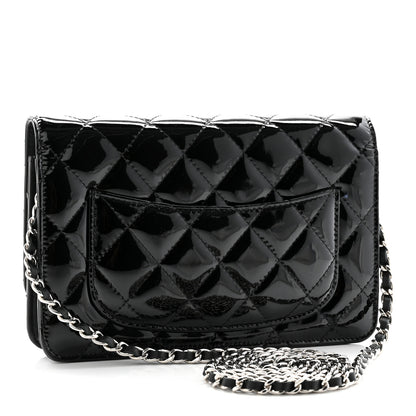 Chanel Patent Quilted Wallet On Chain WOC Black 3 of 11