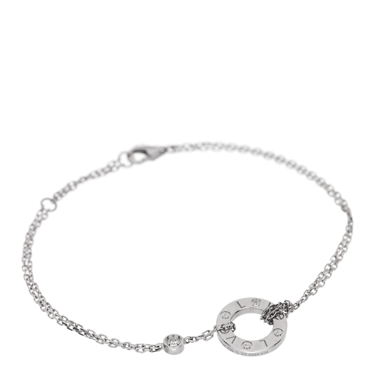 Cartier 18K White Gold Diamond LOVE Bracelet 1 of 3