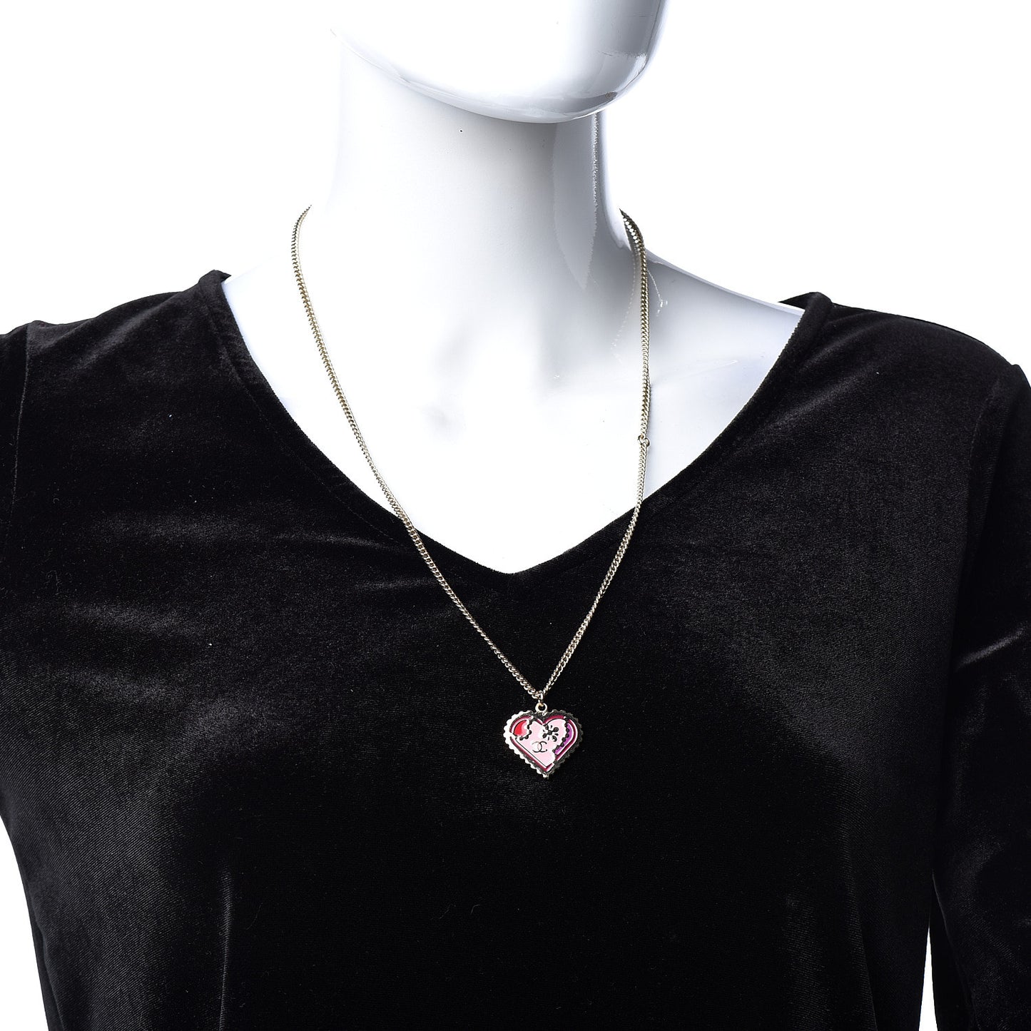 Enamel Heart CC Necklace Gold