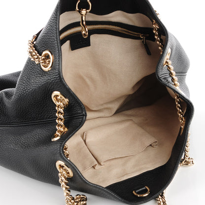 Gucci Pebbled Calfskin Medium Soho Chain Shoulder Bag Black 7 of 7