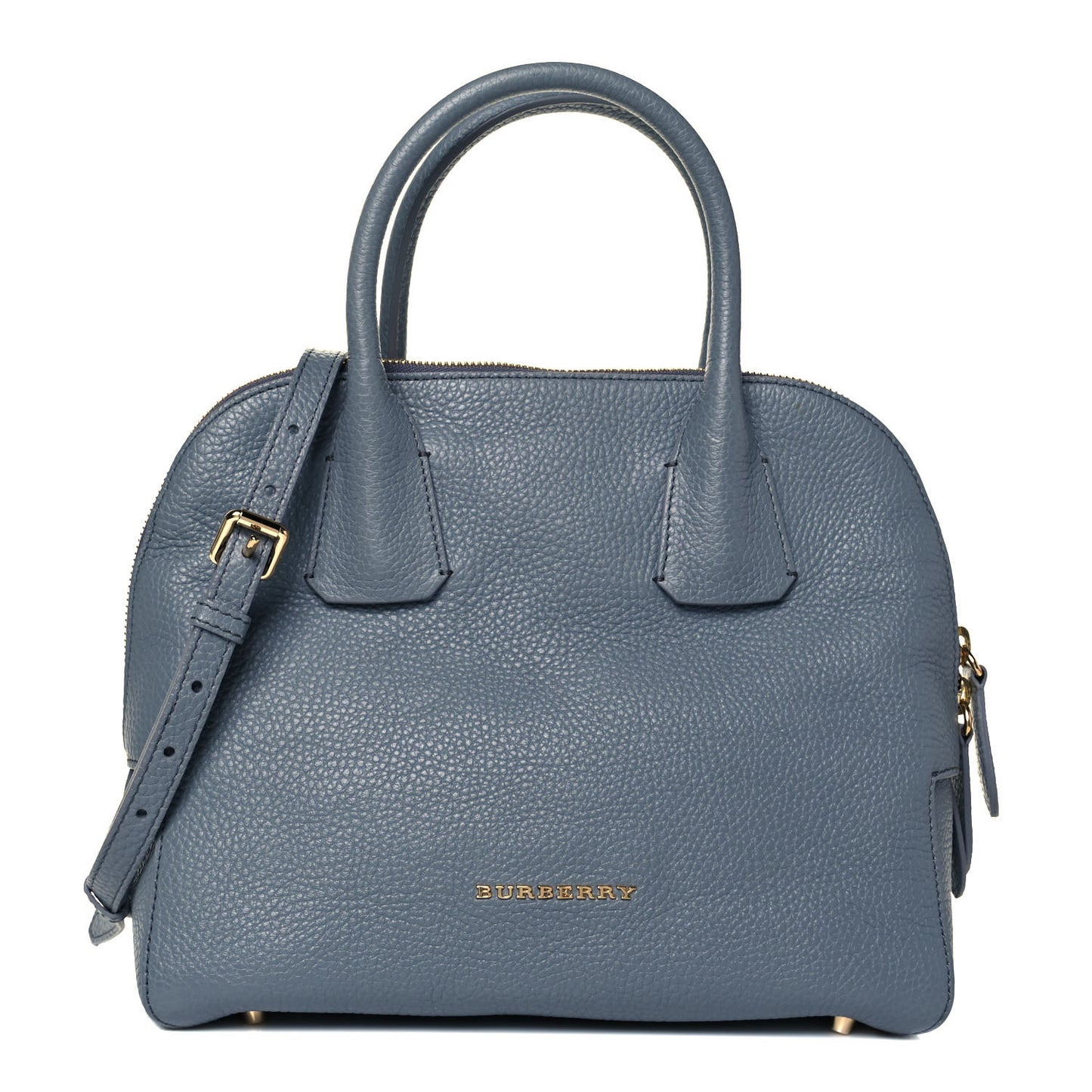 London Grainy Calfskin Small Greenwood Bowling Bag Storm Grey