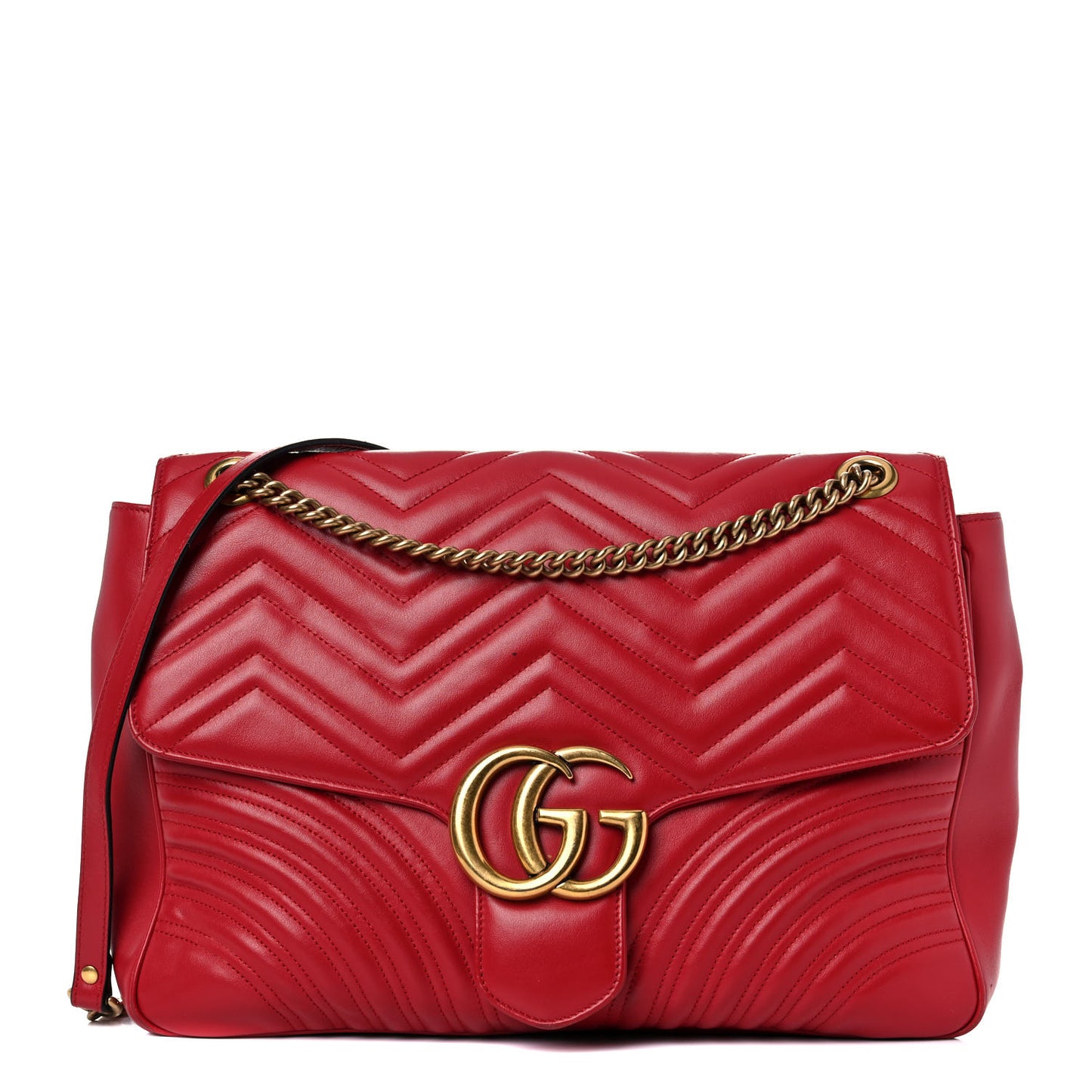 Calfskin Matelasse Large GG Marmont Shoulder Bag Hibiscus Red