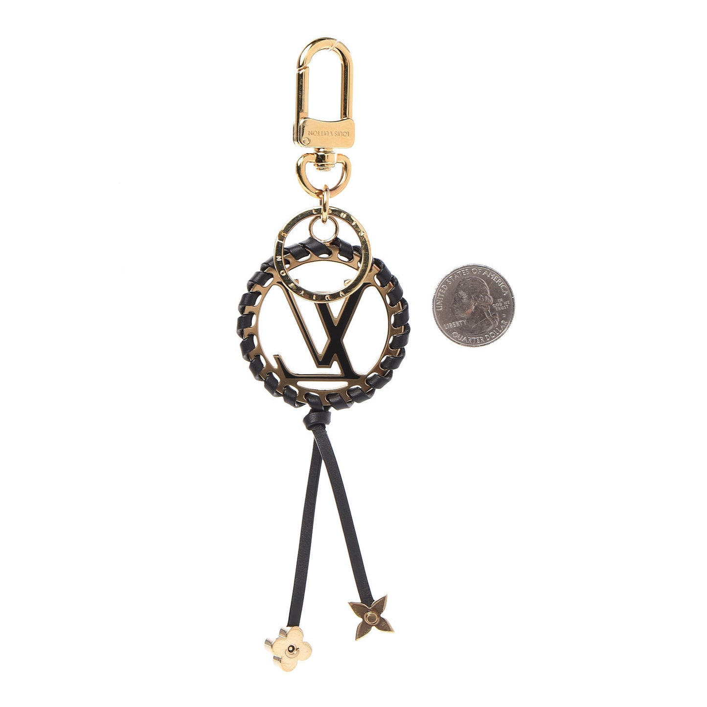 Metal Lambskin Enamel Very Bag Charm Key Holder Black