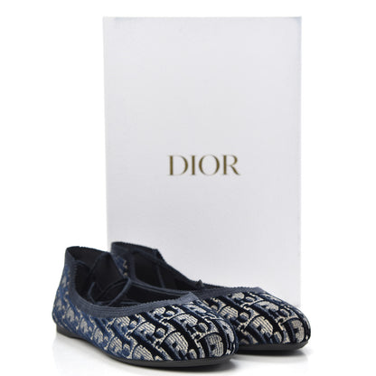 Christian Dior Velvet Oblique Poeme Laced Ballerina Flats 39 Blue 8 of 8