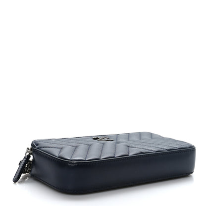 Chanel Calfskin Chevron Quilted Tassel Clutch With Chain Navy 4 of 10