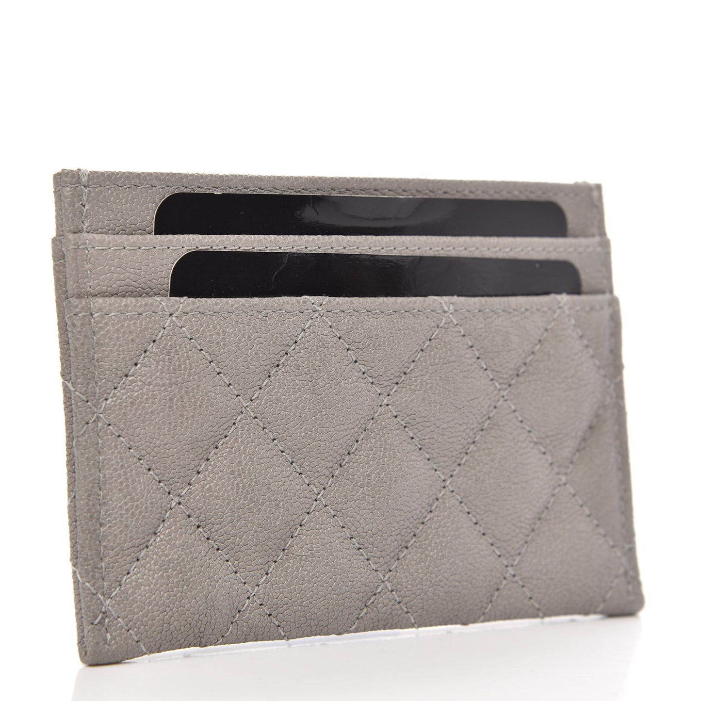 Caviar Quilted Boy Card Holder Grey