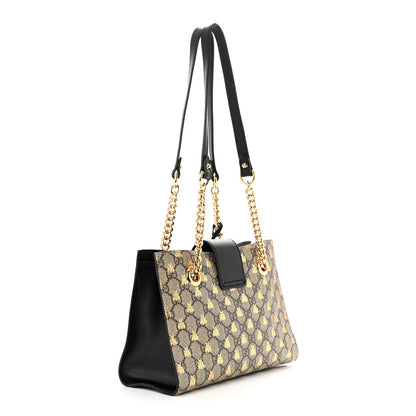 Gucci GG Supreme Monogram Bees Small Padlock Tote Beige Oro Black 3 of 10