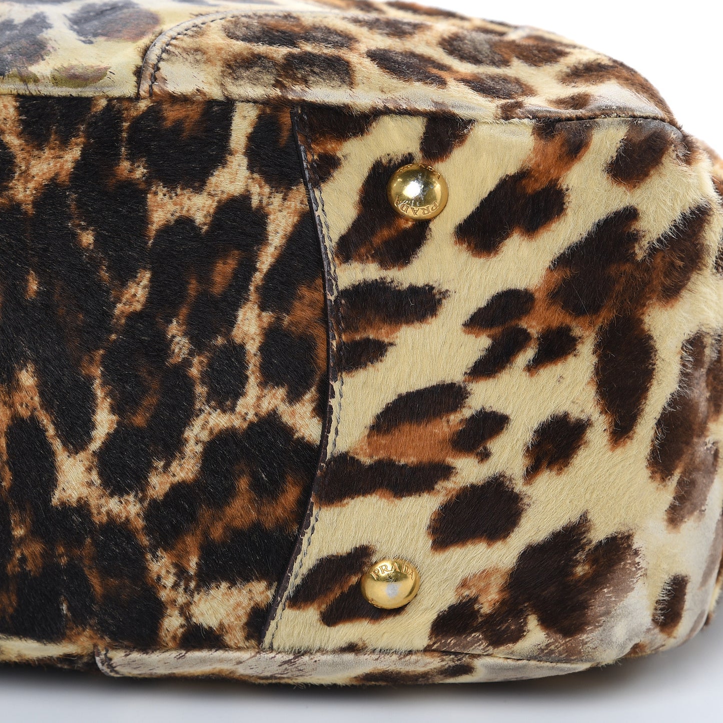 Calf Hair Leopard Print Shoulder Bag Avorio