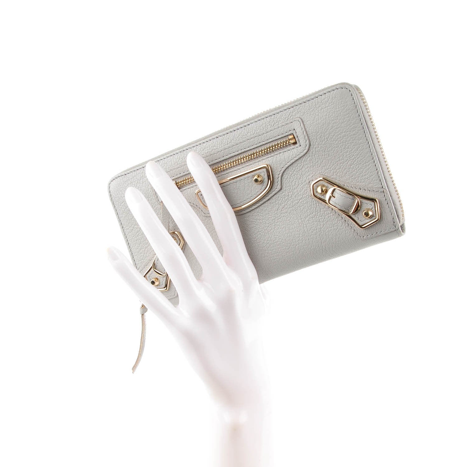 Balenciaga Chevre Metallic Edge Zip Around Wallet Gris Perle 2 of 7