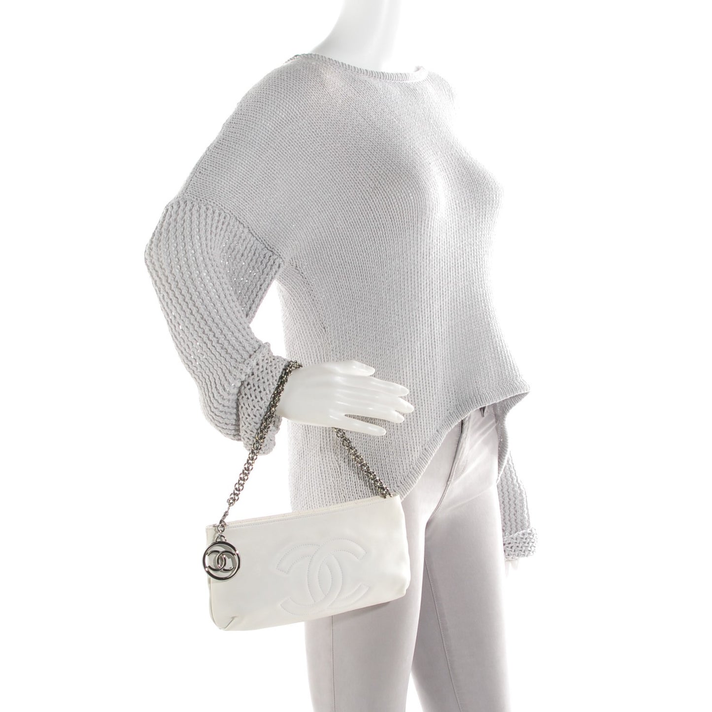 Lambskin Soft and Chain Pochette White