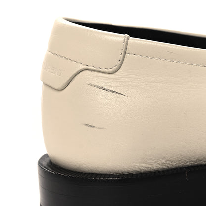 Saint Laurent Calfskin Penny Loafers 38.5 Pearl 10 of 11
