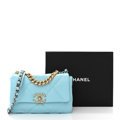 Chanel Lambskin Quilted Medium Chanel 19 Flap Light Blue 11 of 11