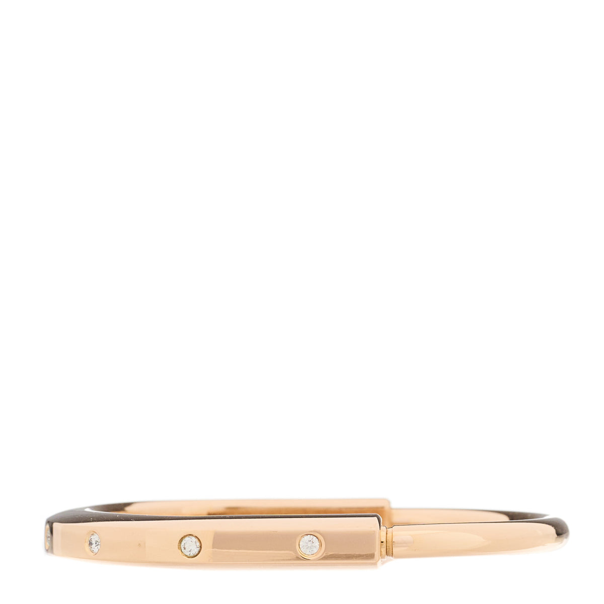 18K Rose Gold Diamond Tiffany Lock Bangle Bracelet