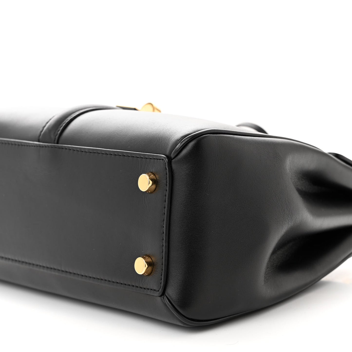 Satinated Calfskin Small 16 Top Handle Bag Black