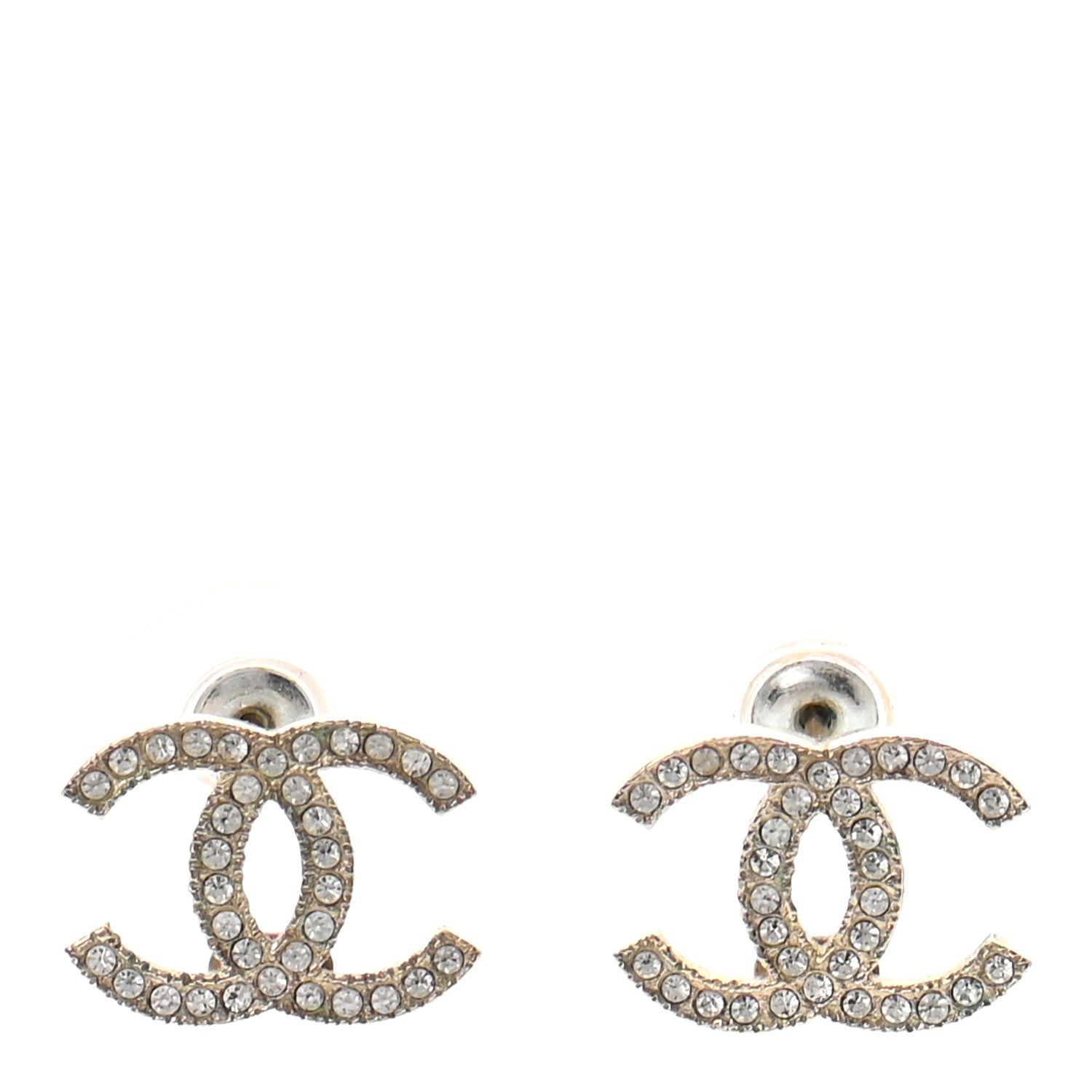 Chanel Crystal CC Earrings Gold 1 of 4
