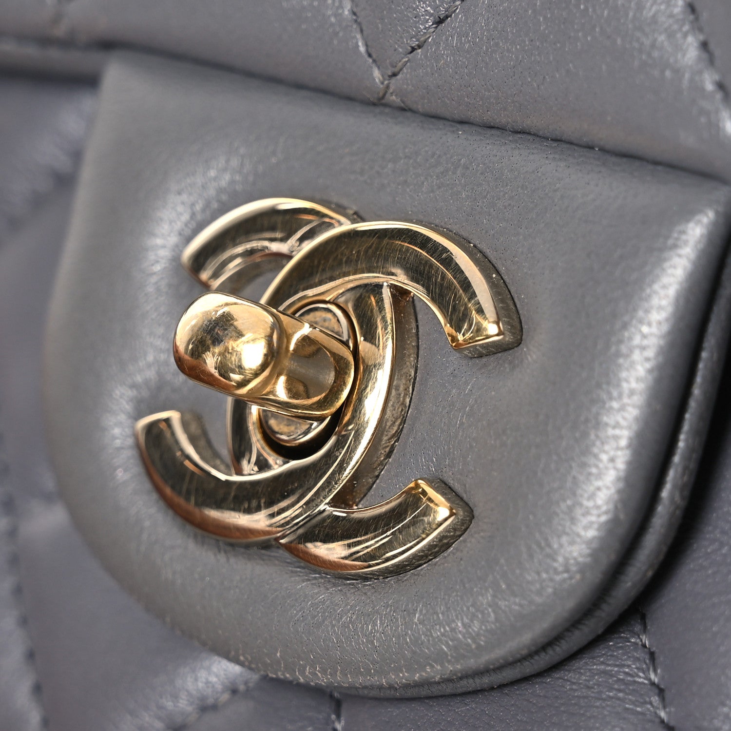 Chanel Lambskin Quilted Mini Rectangular Flap Dark Grey 1616512