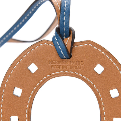 Hermes Swift Paddock Horseshoe Bag Charm Bleu De Galice Natural Sable 3 of 4