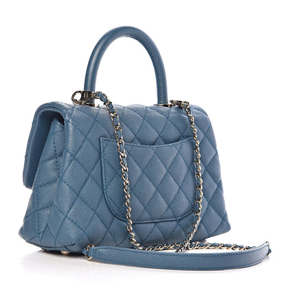 Chanel Caviar Quilted Mini Coco Handle Flap Blue 3 of 10